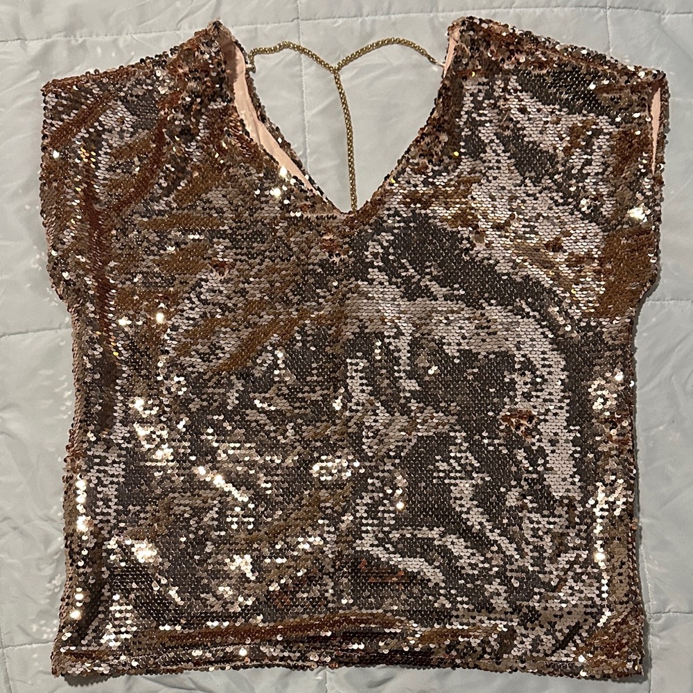 Lavish Brown and Gold Sequin Blouse